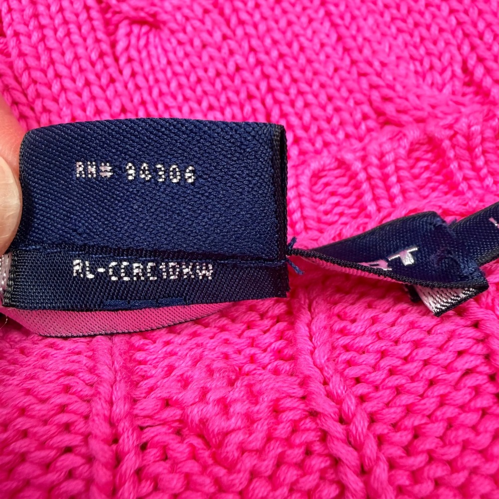 Ralph Lauren Sport Sweater Womens L Hot Pink Excellent V-Neck Cable Knit Cotton - Picture 8 of 11